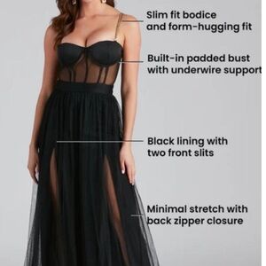 Elegant Black Sheer Bodice Dress